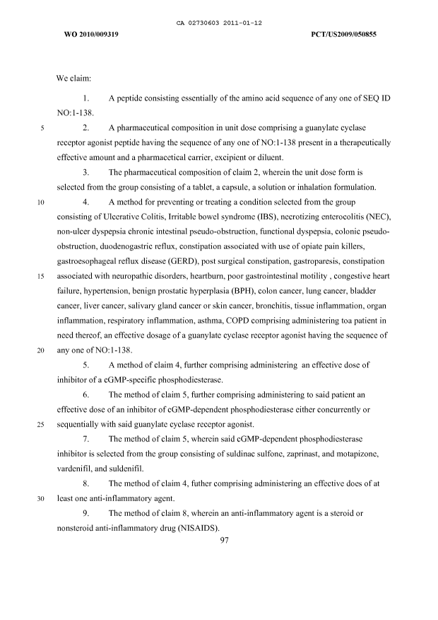 Document de brevet canadien 2730603. Revendications 20101212. Image 1 de 2