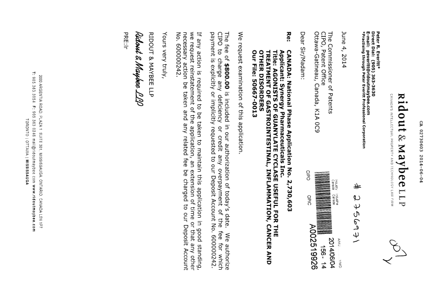 Canadian Patent Document 2730603. Prosecution-Amendment 20131204. Image 1 of 1