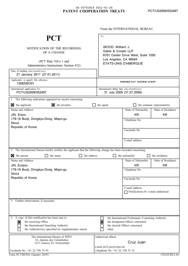Document de brevet canadien 2731816. PCT 20110124. Image 1 de 17