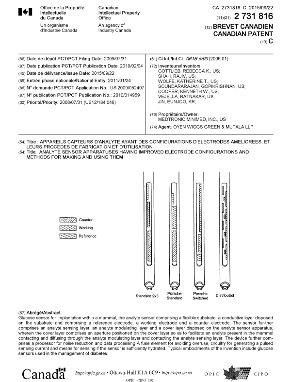 Document de brevet canadien 2731816. Page couverture 20150825. Image 1 de 2