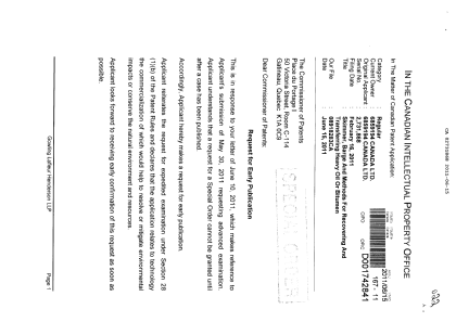 Document de brevet canadien 2731868. Correspondance 20101215. Image 1 de 2