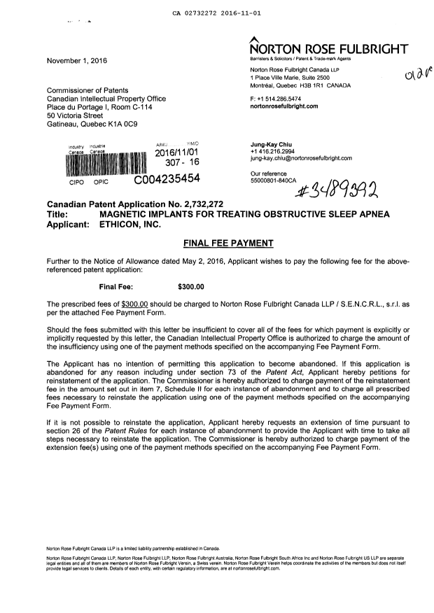 Canadian Patent Document 2732272. Correspondence 20151201. Image 1 of 2