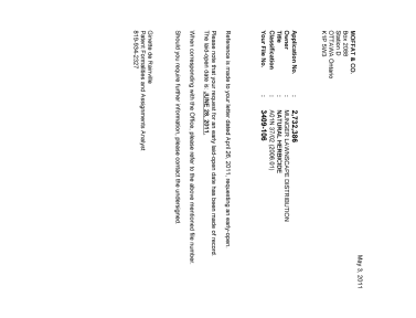 Document de brevet canadien 2732386. Correspondance 20101203. Image 1 de 1