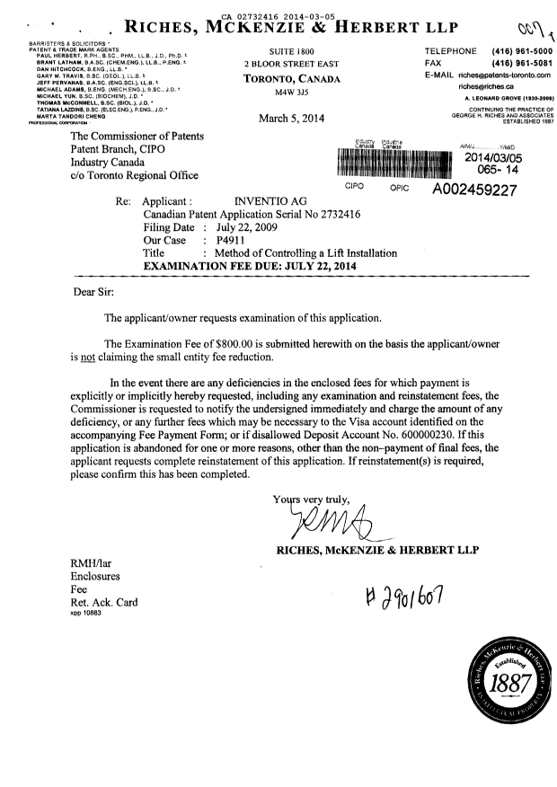 Canadian Patent Document 2732416. Prosecution-Amendment 20140305. Image 1 of 1
