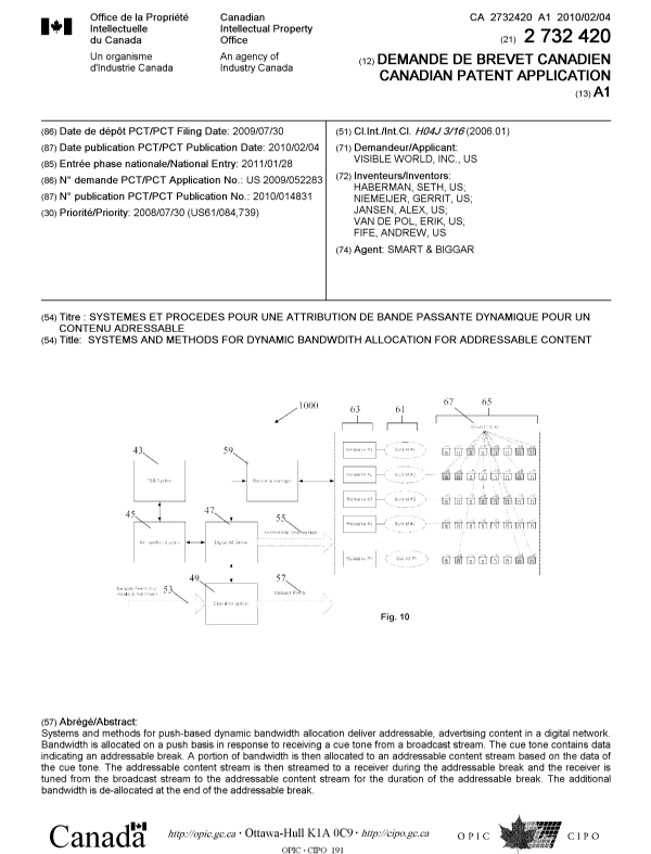 Canadian Patent Document 2732420. Cover Page 20110328. Image 1 of 1