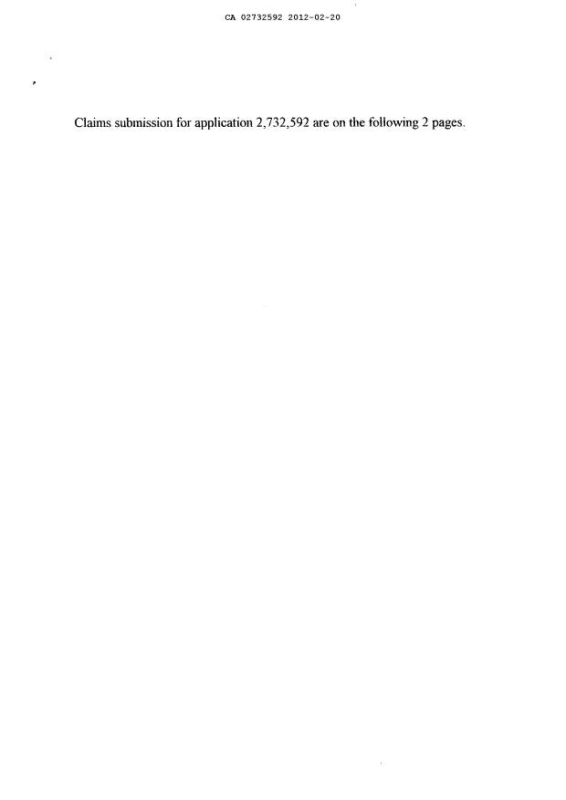 Canadian Patent Document 2732592. Correspondence 20111220. Image 2 of 4