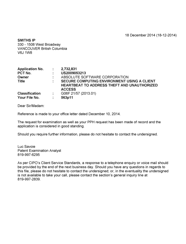 Canadian Patent Document 2732831. Correspondence 20131218. Image 1 of 1