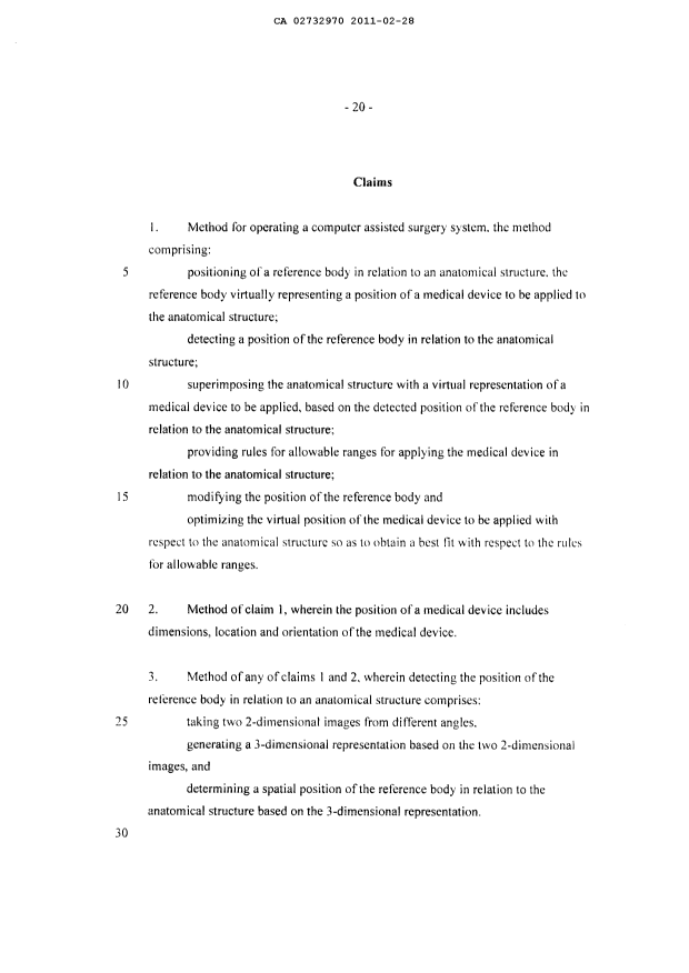 Document de brevet canadien 2732970. Revendications 20110228. Image 1 de 3