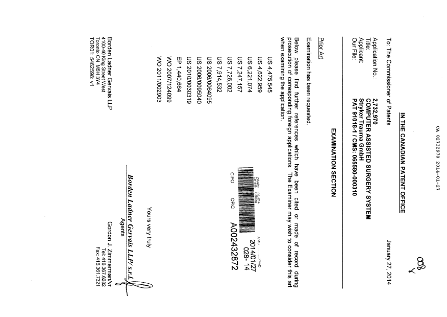 Canadian Patent Document 2732970. Prosecution-Amendment 20140127. Image 1 of 1