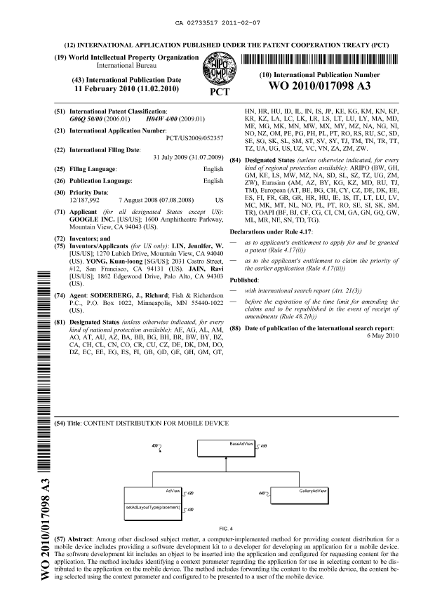 Document de brevet canadien 2733517. Abrégé 20110207. Image 1 de 1