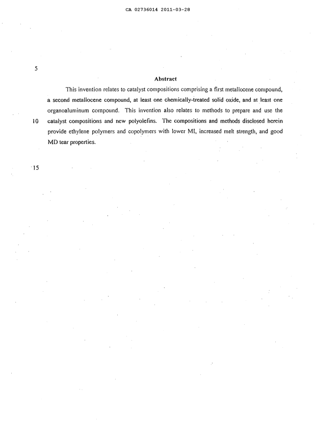 Document de brevet canadien 2736014. Abrégé 20110328. Image 1 de 1