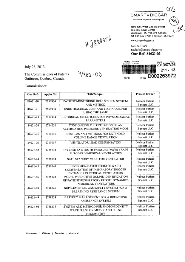 Document de brevet canadien 2736540. Cession 20130726. Image 1 de 123