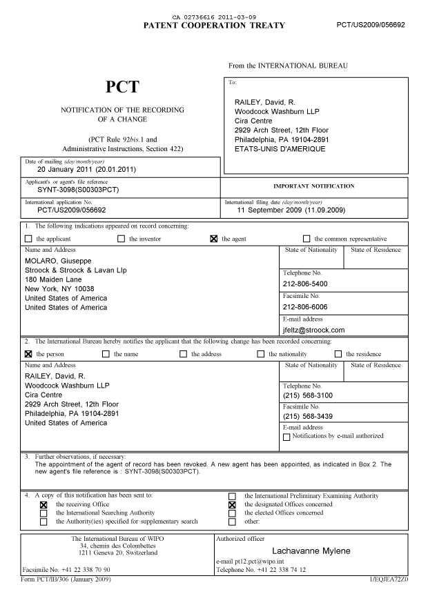 Document de brevet canadien 2736616. PCT 20110309. Image 1 de 11