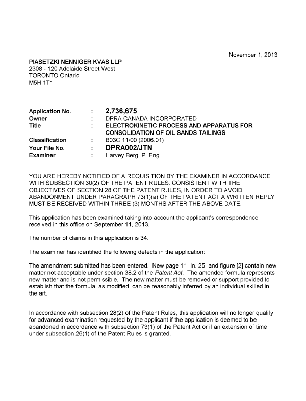 Document de brevet canadien 2736675. Poursuite-Amendment 20121201. Image 1 de 2