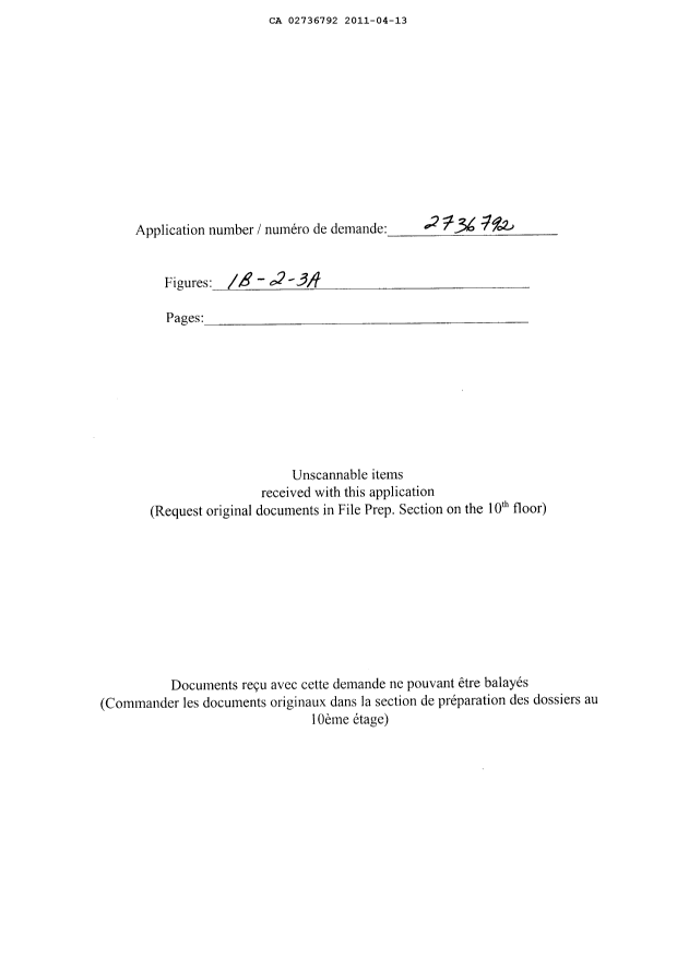 Document de brevet canadien 2736792. Dessins 20101213. Image 1 de 15