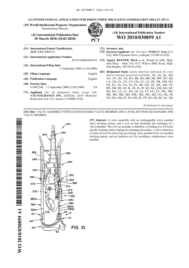 Document de brevet canadien 2736817. Abrégé 20110310. Image 1 de 2