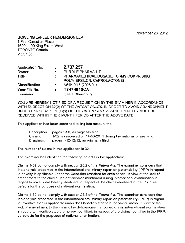 Canadian Patent Document 2737257. Prosecution-Amendment 20111226. Image 1 of 2