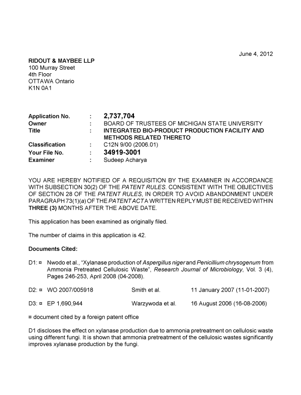 Canadian Patent Document 2737704. Prosecution-Amendment 20111204. Image 1 of 4