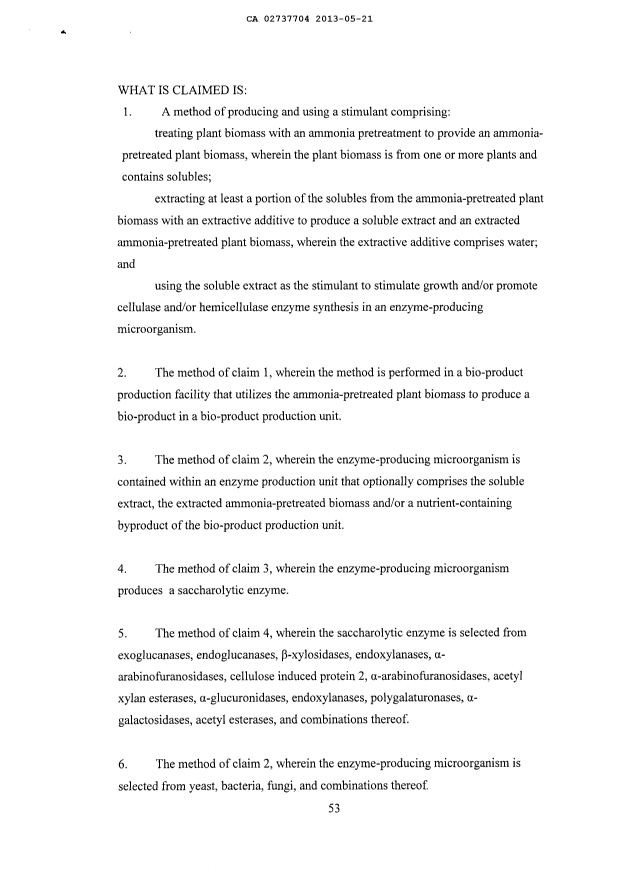 Document de brevet canadien 2737704. Revendications 20121230. Image 1 de 5