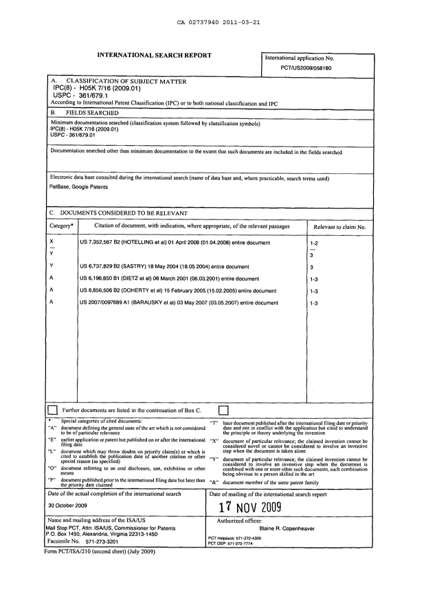 Document de brevet canadien 2737940. PCT 20110321. Image 1 de 7
