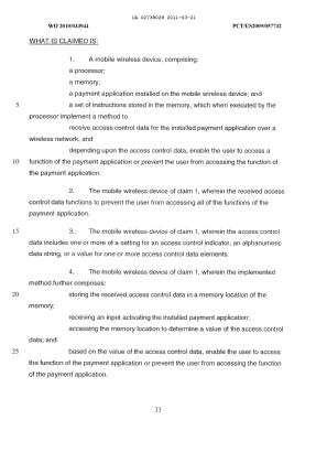 Document de brevet canadien 2738029. Revendications 20110321. Image 1 de 6