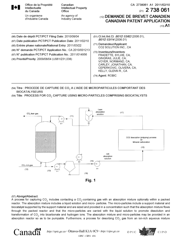Canadian Patent Document 2738061. Cover Page 20101220. Image 1 of 2
