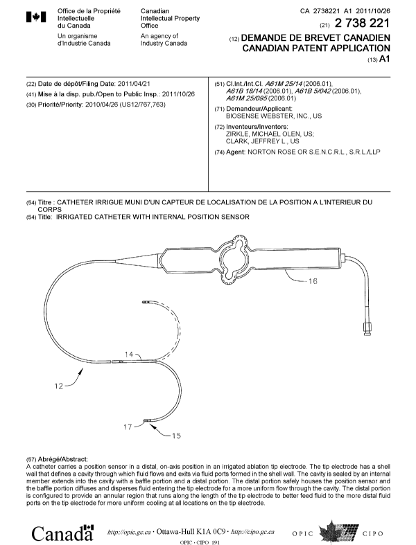 Document de brevet canadien 2738221. Page couverture 20111013. Image 1 de 1