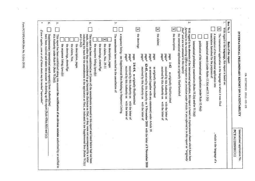 Document de brevet canadien 2738333. PCT 20101225. Image 2 de 3