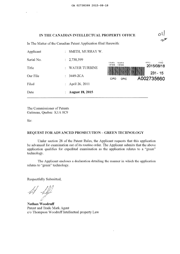 Canadian Patent Document 2738399. Prosecution-Amendment 20141218. Image 1 of 4