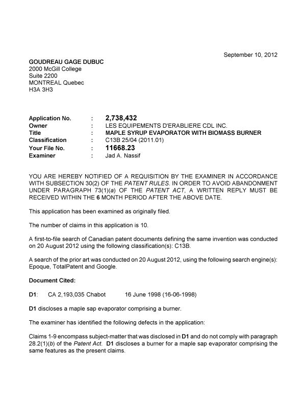 Document de brevet canadien 2738432. Poursuite-Amendment 20111210. Image 1 de 2