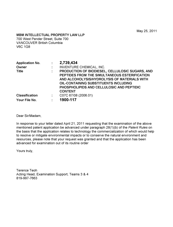 Canadian Patent Document 2739434. Prosecution-Amendment 20101225. Image 1 of 1