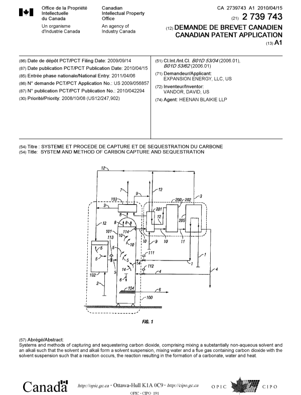 Canadian Patent Document 2739743. Cover Page 20101208. Image 1 of 1