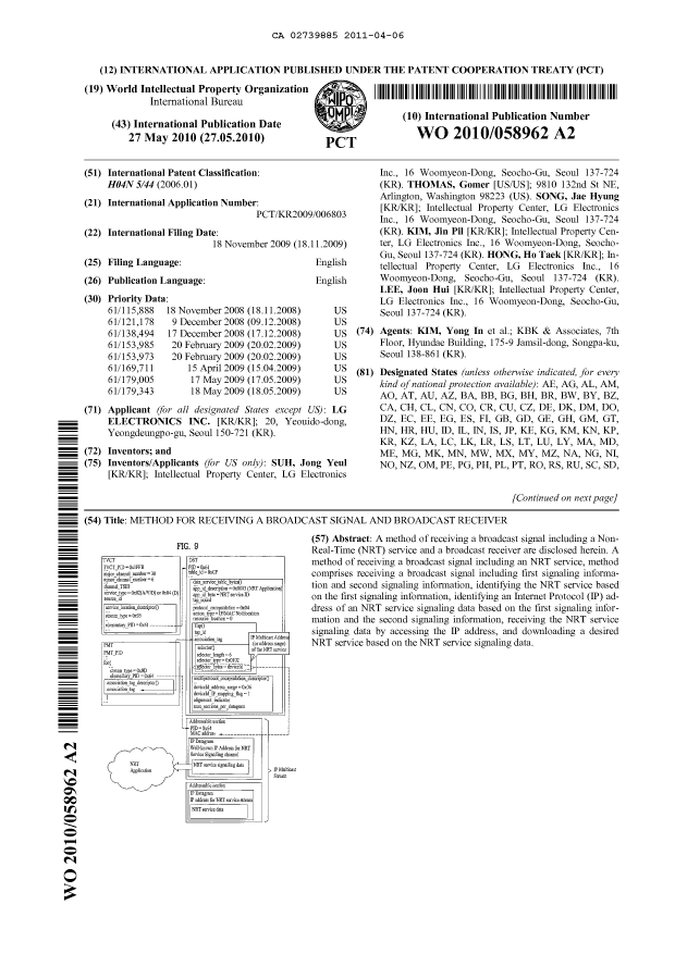 Document de brevet canadien 2739885. Abrégé 20110406. Image 1 de 2