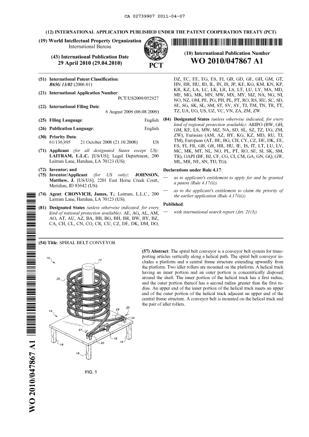 Document de brevet canadien 2739907. Abrégé 20110407. Image 1 de 1