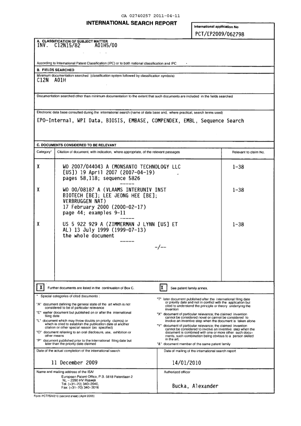 Document de brevet canadien 2740257. PCT 20110411. Image 1 de 14