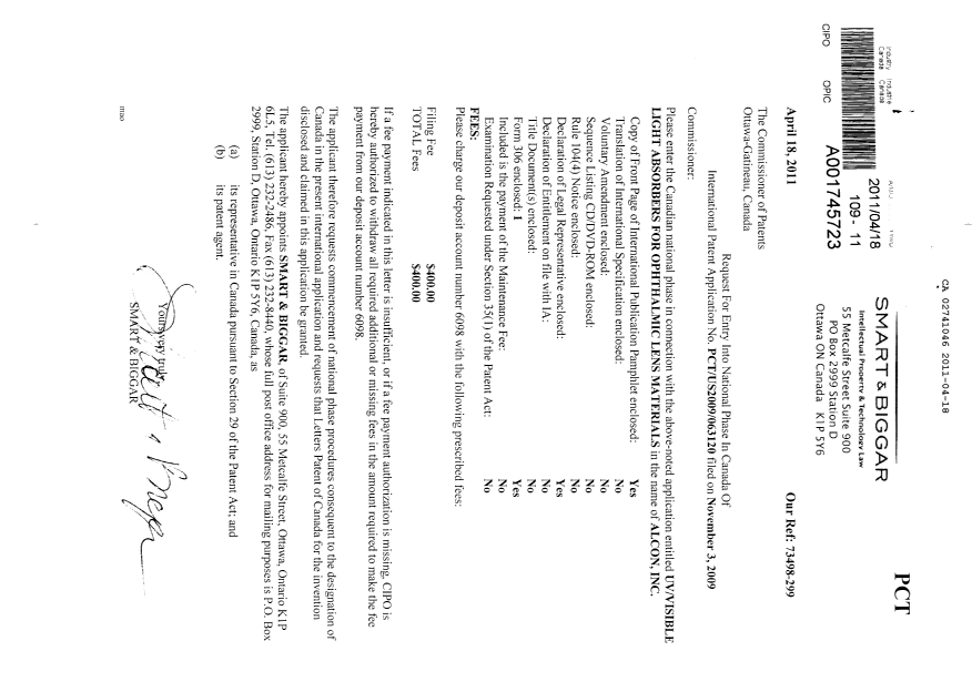 Document de brevet canadien 2741046. Cession 20110418. Image 1 de 2