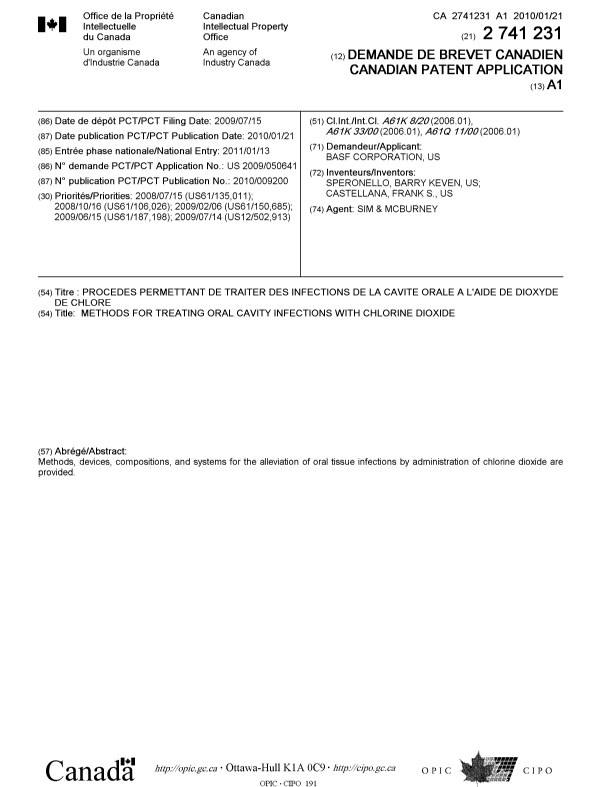 Canadian Patent Document 2741231. Cover Page 20101216. Image 1 of 1