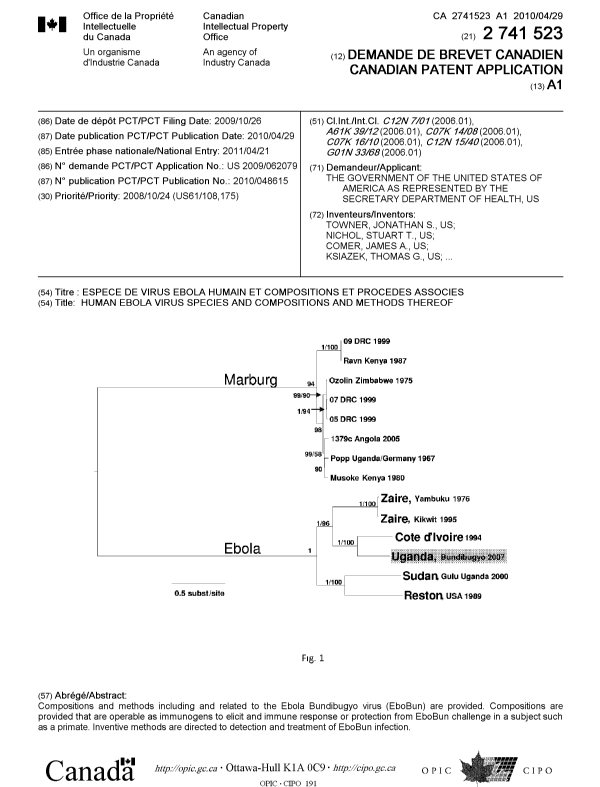 Document de brevet canadien 2741523. Page couverture 20110623. Image 1 de 2