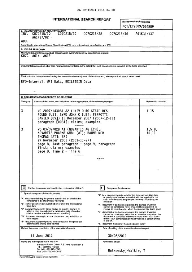 Document de brevet canadien 2741974. PCT 20110428. Image 1 de 7
