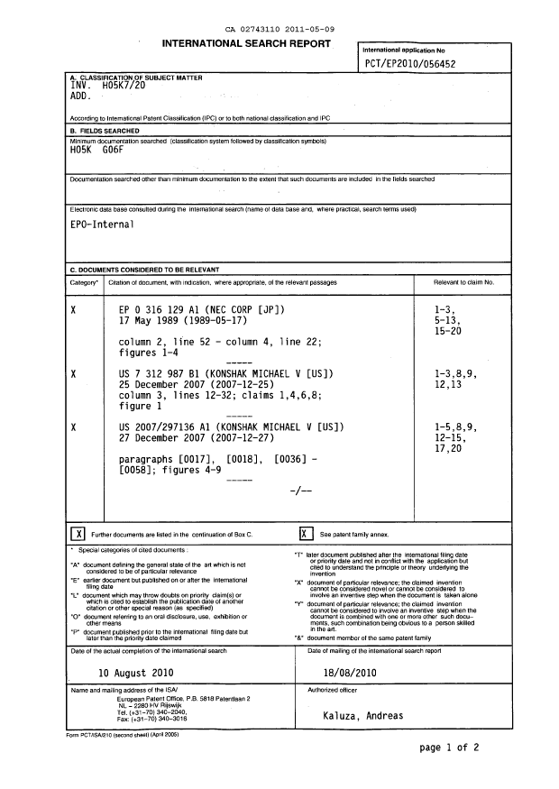 Document de brevet canadien 2743110. PCT 20110509. Image 1 de 3
