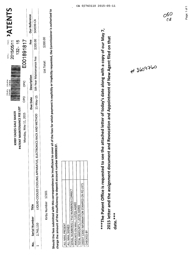 Document de brevet canadien 2743110. Taxes 20150511. Image 1 de 11