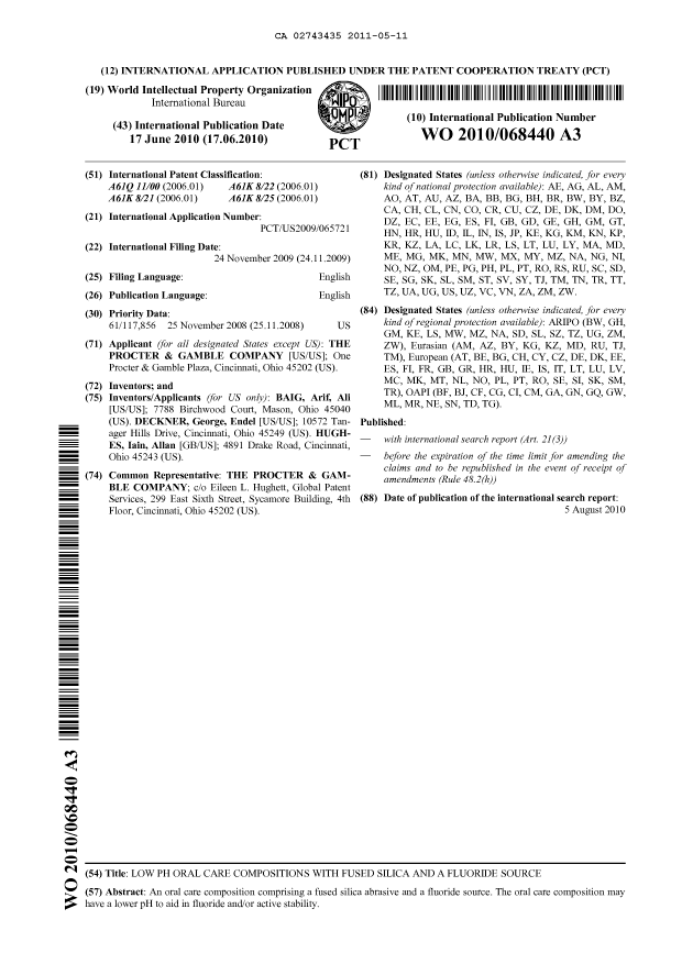 Document de brevet canadien 2743435. Abrégé 20110511. Image 1 de 1