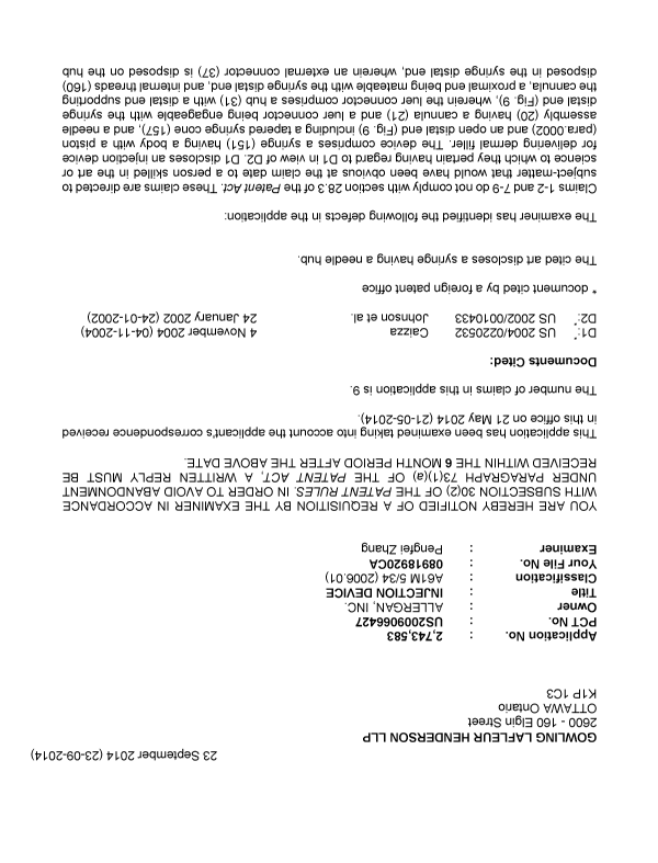 Canadian Patent Document 2743583. Prosecution-Amendment 20131223. Image 1 of 2