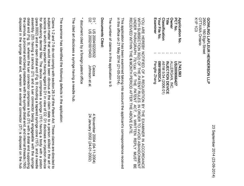 Document de brevet canadien 2743583. Poursuite-Amendment 20131223. Image 1 de 2