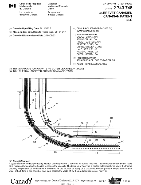 Document de brevet canadien 2743748. Page couverture 20131228. Image 1 de 1