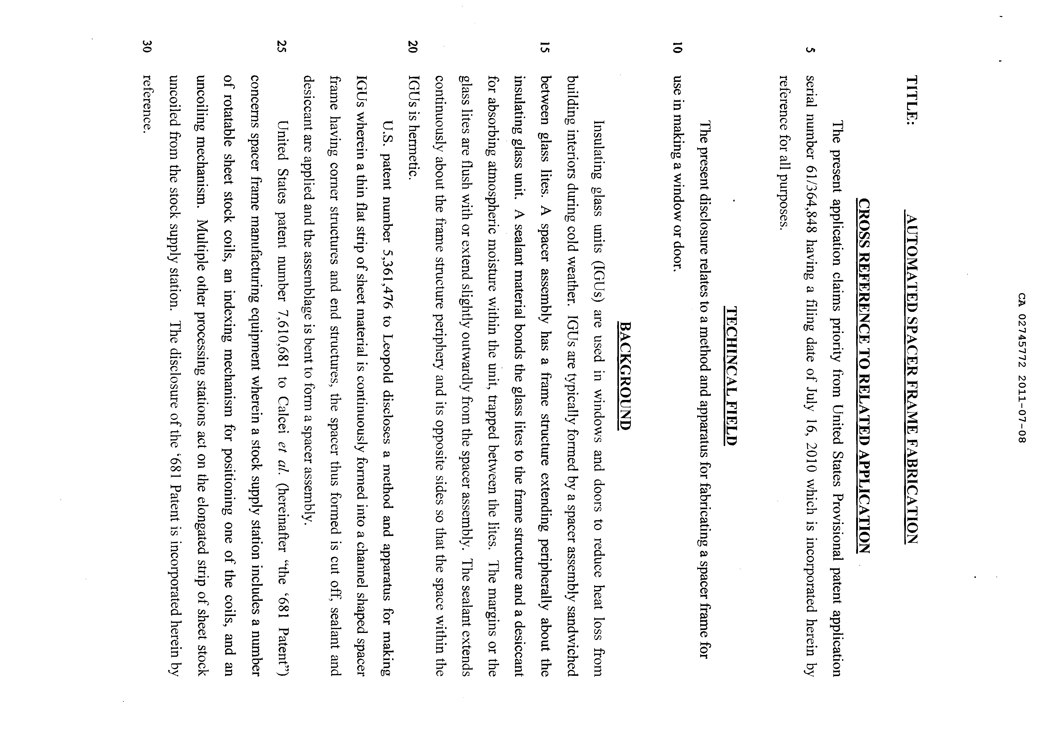 Document de brevet canadien 2745772. Description 20101208. Image 1 de 25