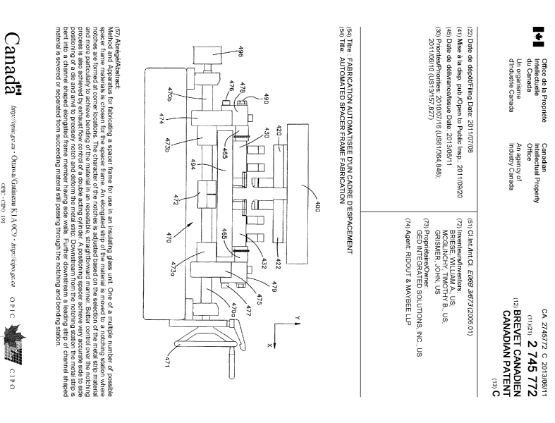 Document de brevet canadien 2745772. Page couverture 20121223. Image 1 de 1