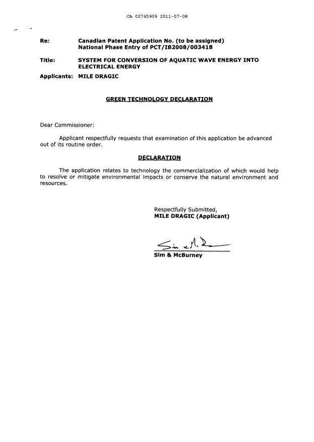 Document de brevet canadien 2745909. Poursuite-Amendment 20101208. Image 2 de 2