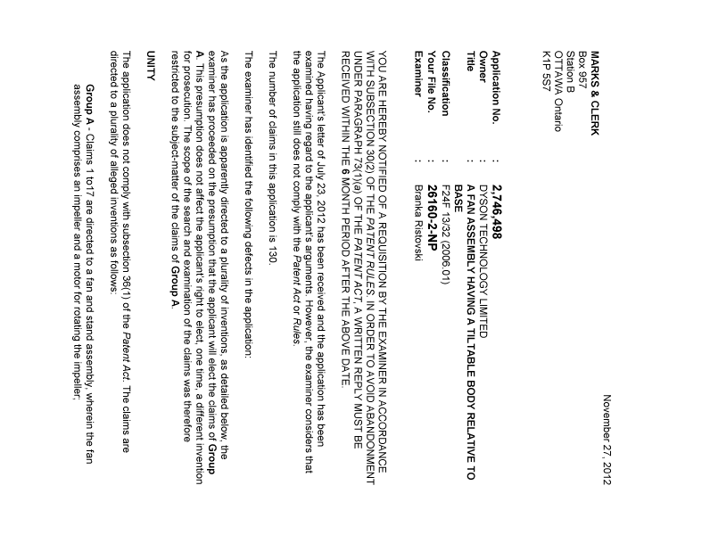 Document de brevet canadien 2746498. Poursuite-Amendment 20111227. Image 1 de 2