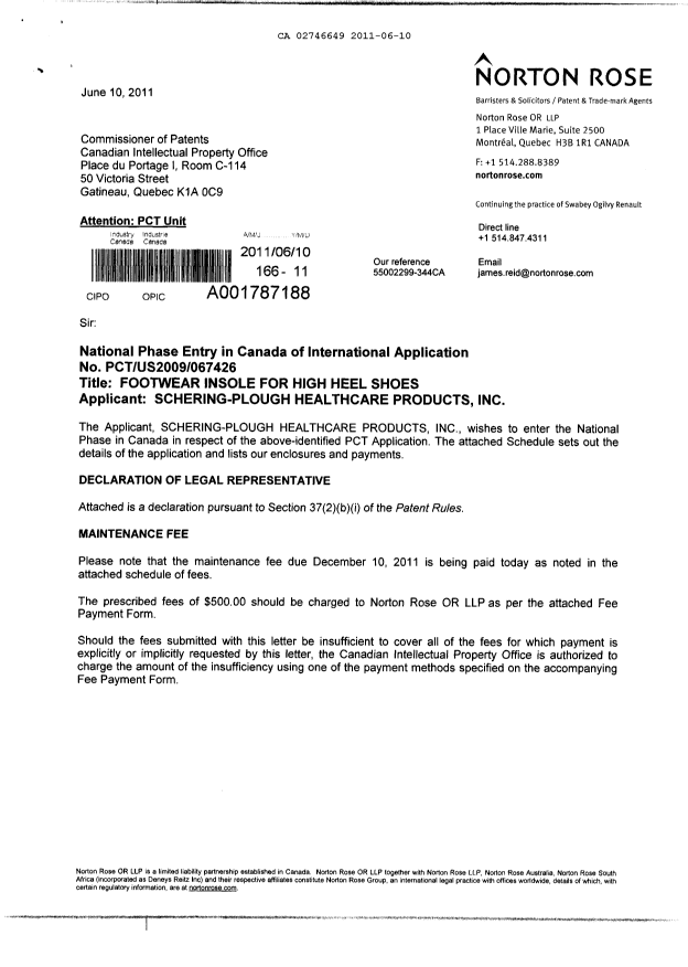 Canadian Patent Document 2746649. Assignment 20110610. Image 1 of 5